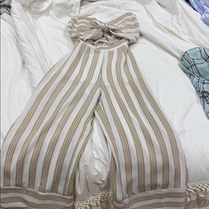 Chiffon, white and champagne-colored pant romper